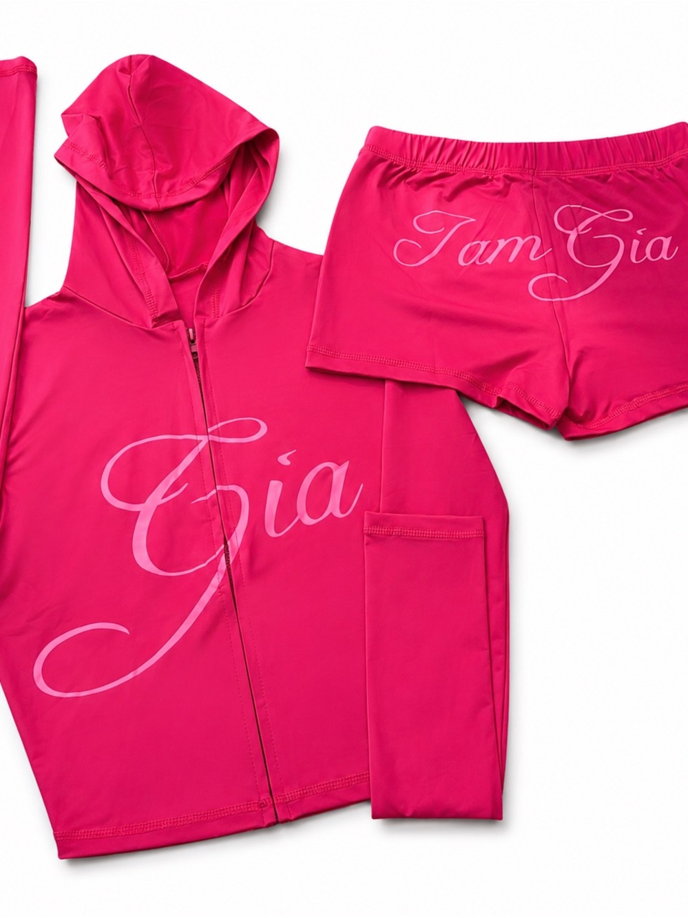 Hot Pink 'Gia' Two-Piece Hoodie & Shorts Set